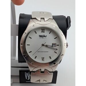 Vintage Mossimo Watch Men 39mm Case 7" Silver Band w/ Box- New Battery
